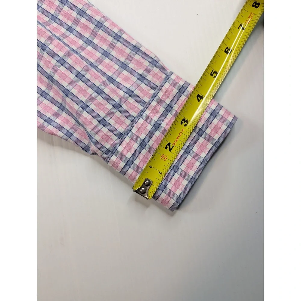 UNTUCKit‎ Mens Medium Wrinkle Free Regular Fit Shirt Pink Blue Check Long Sleeve